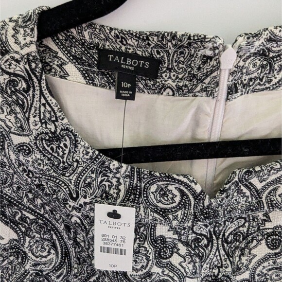 NWT Talbots Women’s Black Paisley Sleeveless Sheath Cotton Dress - Picture 3 of 11